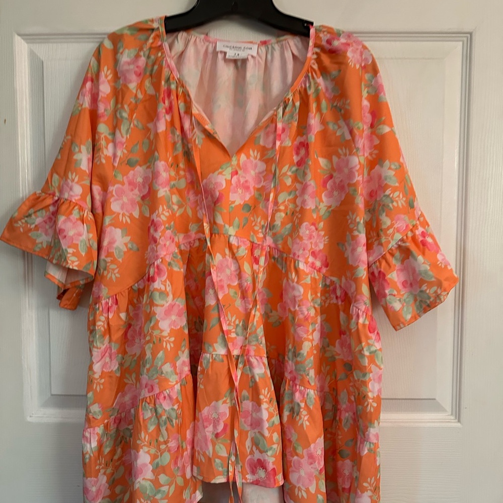Chic Soul Vibrant Orange Floral Blouse